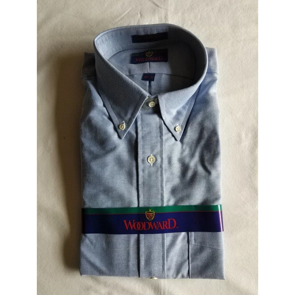 Vtg Woodward Dayton Single Needle Tailoring Blue Oxford Shirt 16.5/38 USA 1980s - Picture 13 of 13